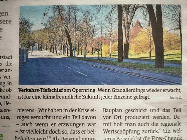 WOCHE Graz, 17. April 2020, Grazer Opernring im Verkehrs-Tiefschlaf