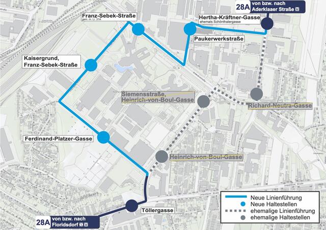 Die Linie 28A fährt ab 27. Oktober in beide Richtungen. Dadurch entstehen zwei neue Haltestellen.