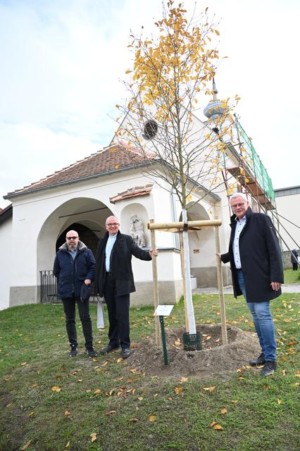 Der ehemalige Ratsvikar Thomas Leeb und Bürgermeister Thomas Steiner mit Pater Erich. | Foto: Eisenstadt