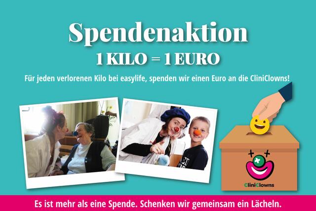 Spendenaktion: Für jeden abgenommenen Kilo spendet easylife 1 Euro.