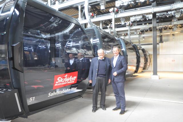 Großer Schritt für das Skigebiet: Toni und Manfred Pletzer mit der neuen Salvistabahn Itter.