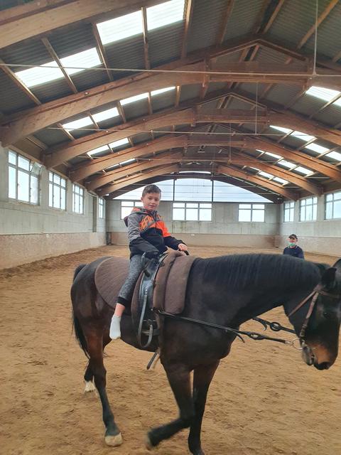 Pedro, BezirksRundschau-Christkind 2019 und einer der Schüler, freut sich immer sehr, wenn er zum heilpädagogischen Voltigieren fahren darf. | Foto: Brückenschule