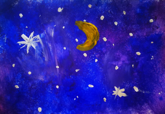 Diesen wunderschönen Sternenhimmel hat uns die achtjährige Alina aus Hernals gemalt. | Foto: Alina