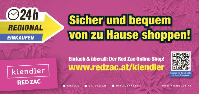Regional einkaufen ist jetzt ganz einfach. Bei Red Zac Kiendler mit Filialen in Gralla, St. Stefan und Heiligenkreuz, können Sie sicher und bequem von zu Hause aus shoppen und das 24 Stunden lang.
