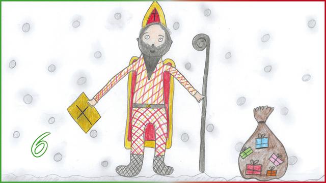 Ennas Nikolaus kommt modisch in Karo zu den Kindern und bringt einen Sack voller Geschenke für die braven unter ihnen mit.