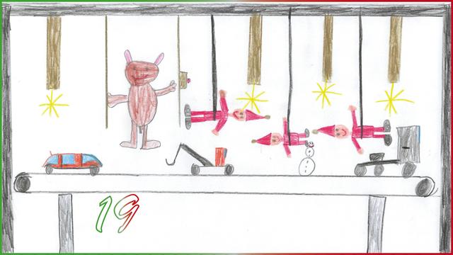 In Simons Christkindlwerkstatt hat schon das Fließband Einzug gehalten, kein wunder bei so vielen Fahrzeugen.