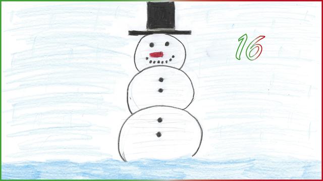 Leas Schneemann ist schön dick und rund, genauso wie ein Schneemann sein sollte.