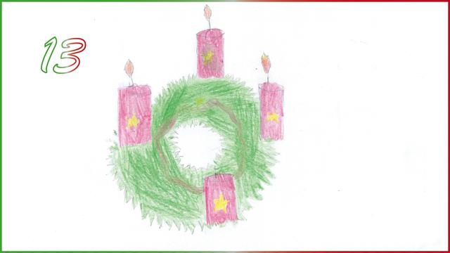 Der Adventkranz von Philipp sieht ein wenig stachelig aus, umso besser, dann spielt niemand mit den schönen Kerzen.