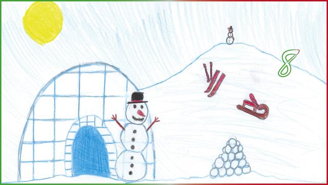 Magdalena hat viele Ideen für Zeit im Schnee, mit diesem Berg an Schneebällen ist sie für die nächste Schneeballschlacht sicher gut gerüstet.