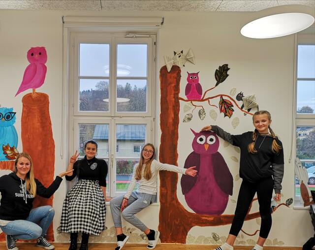 Kunstunterricht mal anders: An der Mittelschule Deutschfeistritz wurden die Wände bemalt. | Foto: KK