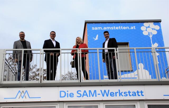 Präsentieren Pläne: "Vize" Dominic Hörlezeder, Bürgermeister Christian Haberhauer, Stadträtin Doris Koch und Stadtrat Stefan Jandl.