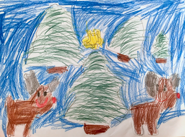 Der winterliche Wald mit Rentieren stammt von Vito.