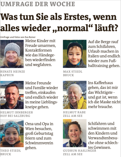 Für die Bezirksblätter-Umfrage vom 25. November wollten wir wissen: Was tun Sie als Erstes, wenn alles wieder "normal" läuft?