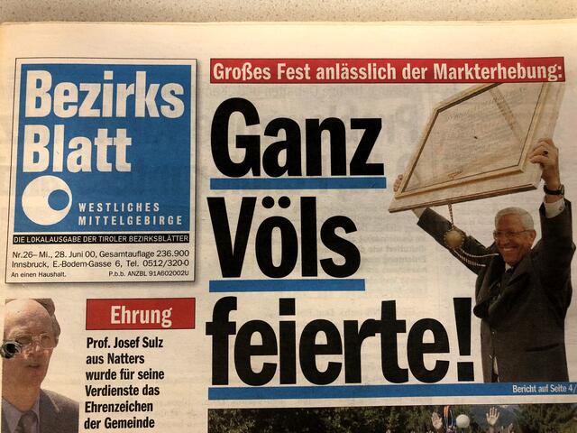 So titelte das BEZIRKSBLATT im Sommer 2000 über das große Fest anlässlich der Markterhebung.