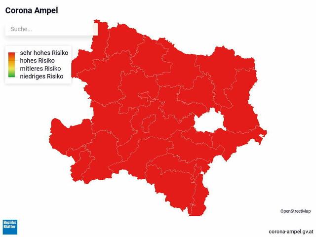 Alle NÖ-Bezirke bleiben weiterhin rot auf der Coronaampel.