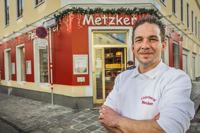 Die Fleischerei Metzker in der Mariengasse 7 im 17. Bezirk.