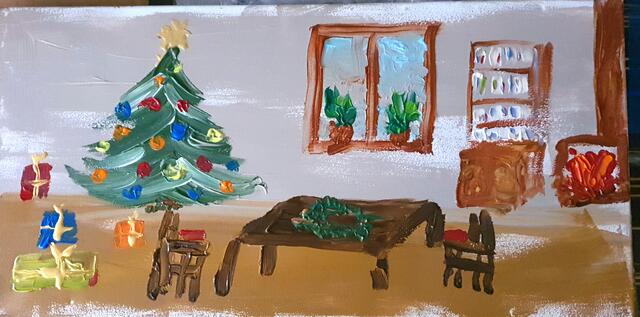 Ein weihnachtliches Zimmer vom 8-jährigen Emilian.