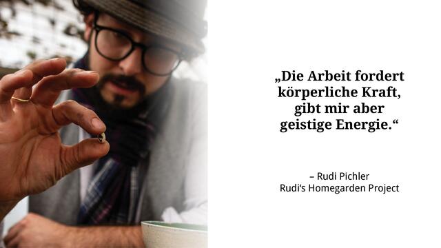 Rudi Pichler schöpft aus der Gartenarbeit neue Energien.