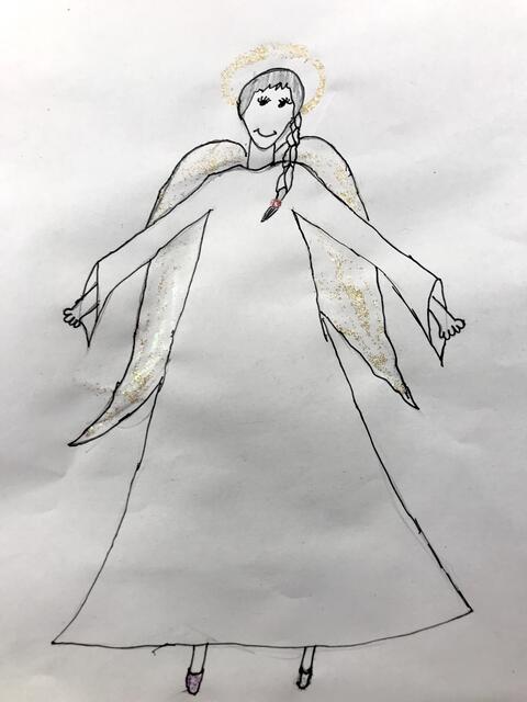 Melanies gold-glänzender Weihnachtsengel.