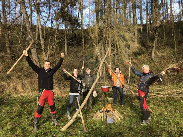 Martin Zeindl, Nadine Pest, Petra Paschinger, Birgt Braunsteiner und Andrea Hahn bei der verdienten Pause.