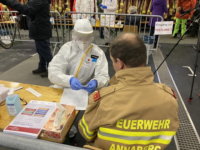 Covid 19-Massentest in Annaberg.