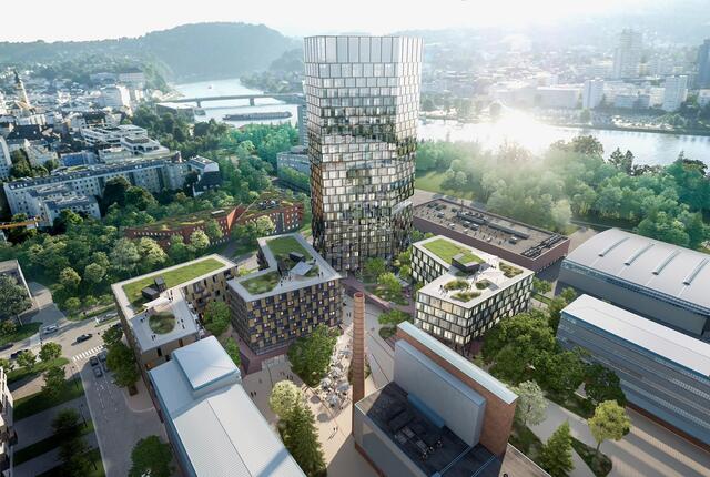 Die Kufsteiner Bodner Gruppe errichtet in der Linzer Tabakfabrik ein vierteiliges Gebäude-Ensemble namens "Quadrill". Herzstück des neuen Quartiers, das in der Tabakfabrik Linz auf einer Grundfläche von 10.900 Quadratmetern neuen Lebens-, Wohn- und Arbeitsraum schafft, ist der 109 Meter hohe "Quadrill-Tower".
  | Foto: Rendering Zechner &amp; Zechner ZT GmbH  