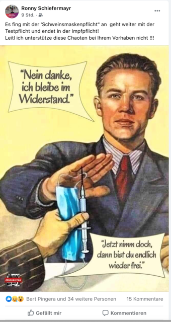 Mit diesem Corona-Posting sorgt FPÖ-Gemeinderat Ronny Schiefermayr selbst für massiven Widerstand...