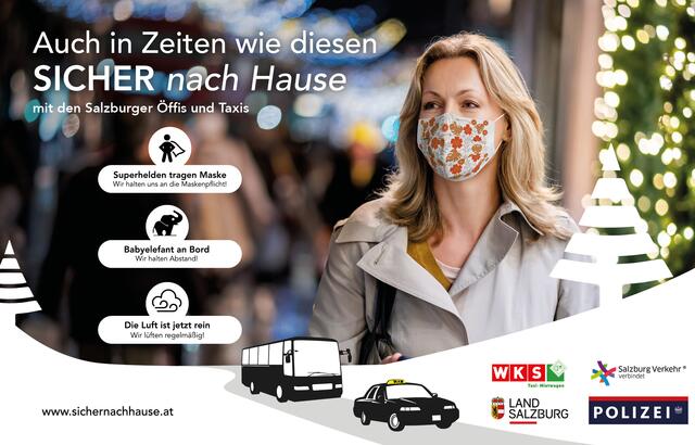 Die Kampagne "Sicher nach Hause" wird auch auf die Sicherheitsregeln der Covid-19 Pandemie aufmerksam gemacht.