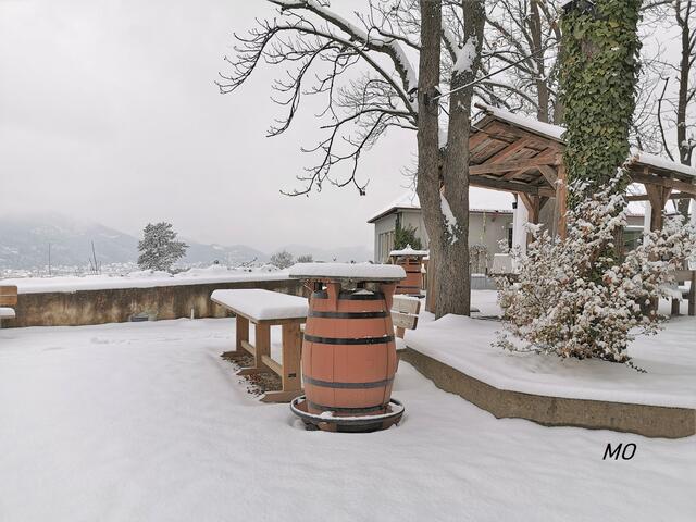 Schlossberg Biergarten verschneit