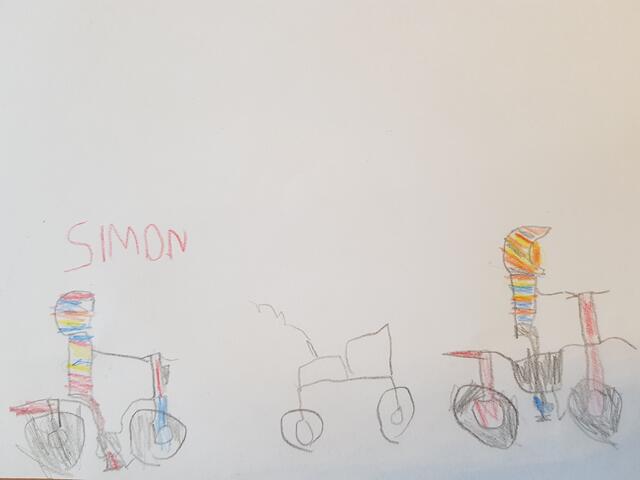 Simon (5 Jahre alt) träumt von tollen Motorrädern.