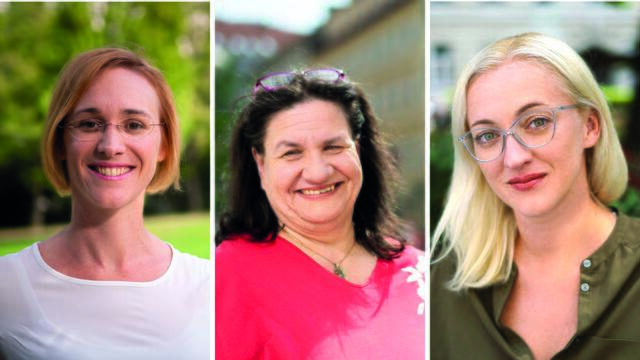Wiedens Bezirksspitze: Bezirksvorsteherin Lea Halbwidl (SPÖ), Vizin Karin Eichler (SPÖ) und Vizin Julia Tinhof (Grüne).