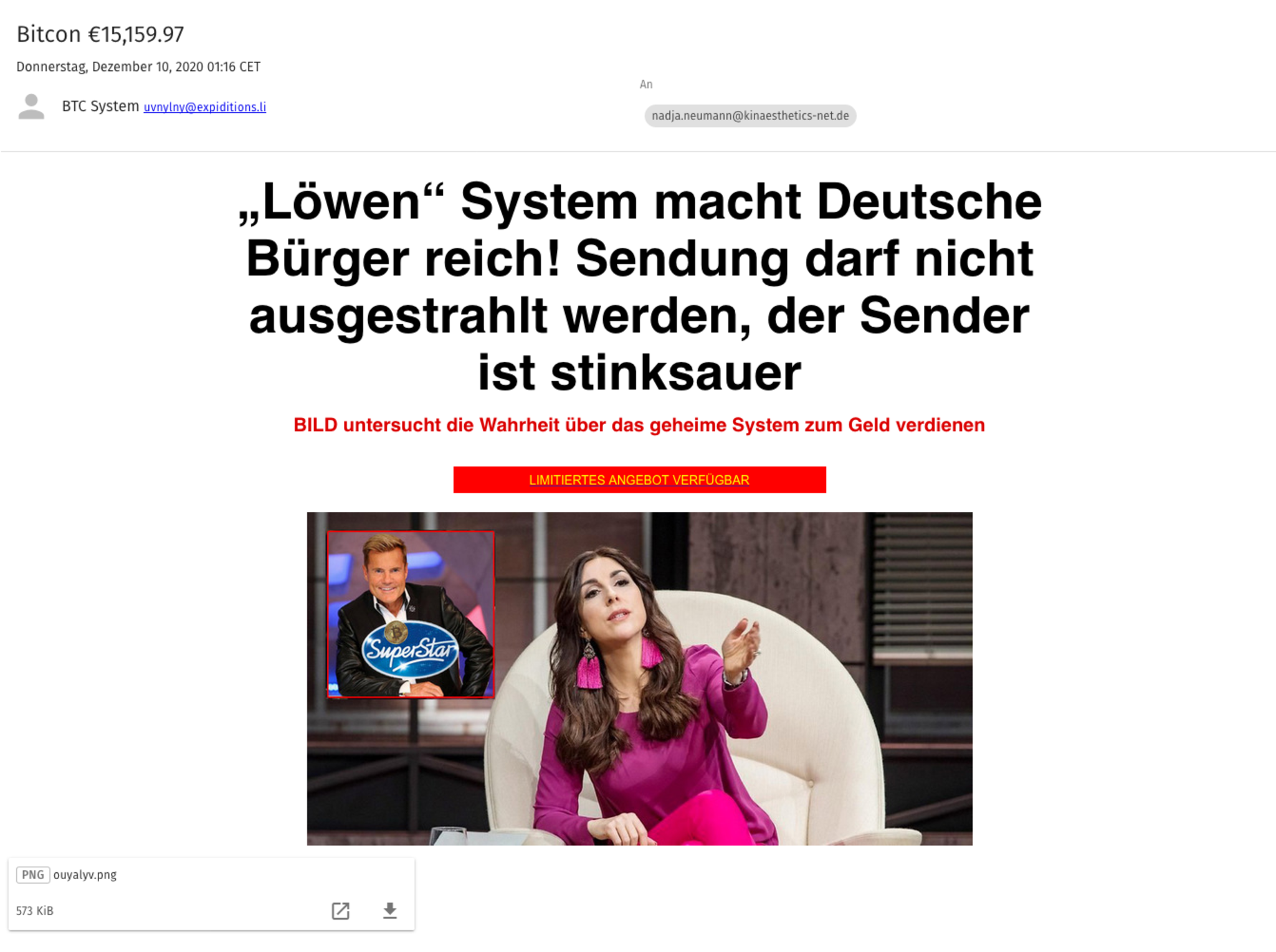 Sicher im Internet: Mail mit Löwenwerbung führt zu Bitcoin–Abzocke - Tirol