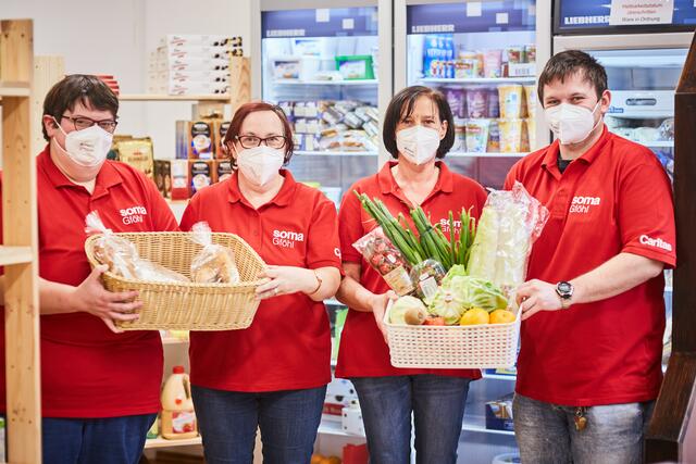 Das Team vom soma Gföhl: (v. l.) Hermine Witz, Waltraud Grubner, Sabine Hofbauer, Thomas Perzl | Foto: Caritas/Franz Gleiss
