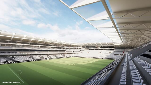 Das Linzer Stadion ist Geschichte. Ab 2021 wird auf der Gugl die Raiffeisen-Arena gebaut. | Foto: Raumkunst ZT GmbH