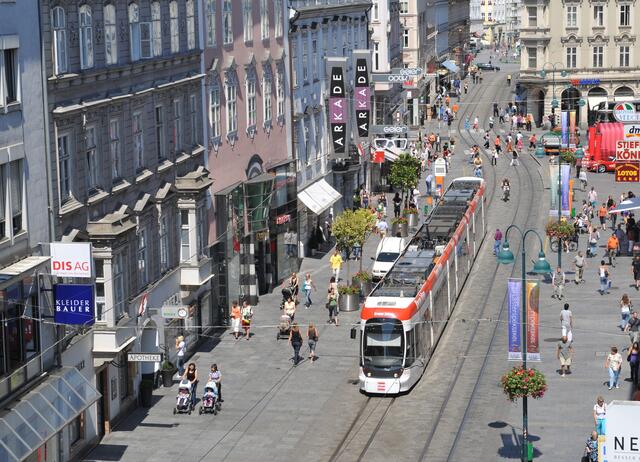 Das Institut für Absatz, Handel und Marketing (JKU) prognostiziert einen beschleunigten Niedergang der Einkaufsstraßen – hier die Linzer Landstraße an einem „normalen“ Tag, ohne Pandemie und Lockdown. | Foto: Stadt Linz