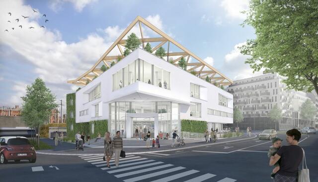 Der Haupteingang des Cape 10 im Sonnewendviertel: Das ist Favoritens neues Gesundheitszentrum. | Foto: apm