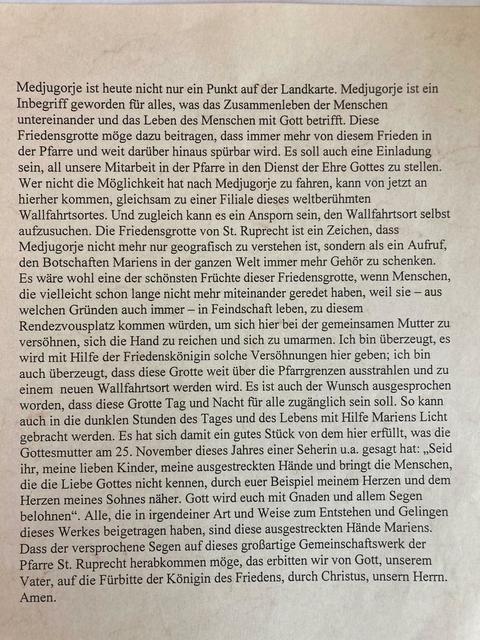Originalpredigt von Herrn Dr. Anton Gölles zur Einweihung der Friedensgrotte (Seite 3) | Foto: Bild (c) Hans Pendl