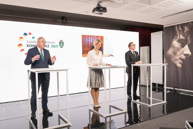 Virtuelle Staffelübergabe: Hermann Schützenhöfer übernahm den Vorsitz der Landeshauptleutekonferenz von Wilfriedn Haslauer.