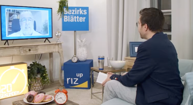 Moderator und Bezirksblätter-Chefredakteur Christian Trinkl im Gespräch mit Franz Tatzber.