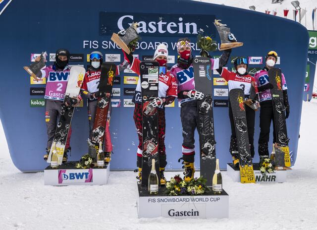 Das Duo Claudia Riegler und Andreas Prommegger gewannen das Finale des Mixed-Parallel-Slaloms gegen die deutsche Paarung Cheyenne Loch und Stefan Baumeister. Platz drei ging an Natalia Sobolewa und Andrej Sobolew aus Russland. | Foto: Ronny Katsch
