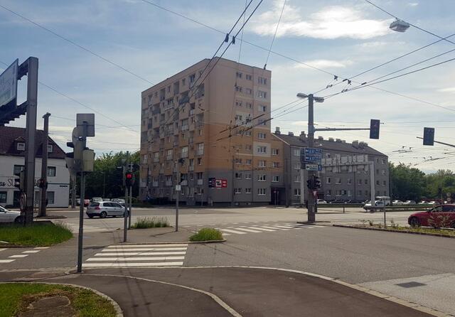 Die Kreuzung Salzburger Straße/Laskahofstraße-Landwiedstraße, auch "Laskahof-Kreuzung" genannt soll städtebaulich entwickelt werden. | Foto: Christian Wirth