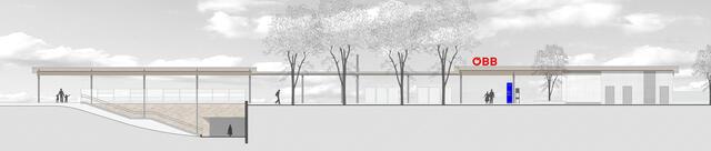 Die Visualisierung soll zeigen, wie die modernisierte Haltestelle Strebersdorf aussehen wird.
