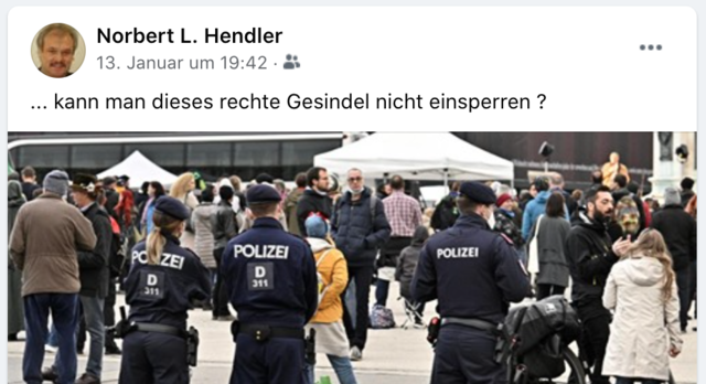 Dieses Facebook-Posting vom 13. Jänner 2021 stößt FPÖ-Bezirksparteiobfrau Ina Aigner sauer auf.