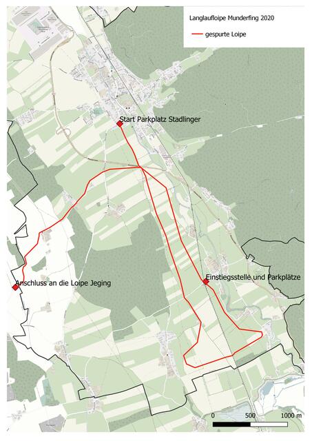 Der Plan der Langlaufloipe in Munderfing.