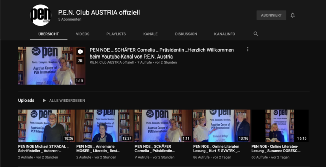 Youtube-Kanal des P.E.N. Österreich