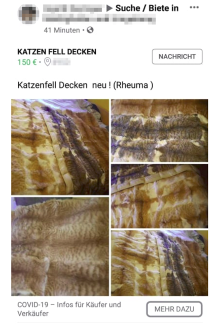 Eine Frau aus dem Bezirk Braunau wollte über Facebook Katzenfelldecken verkaufen.