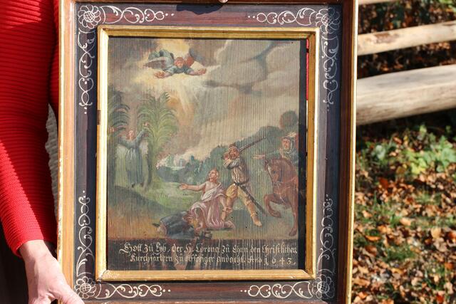 Das älteste Votivbild in der Corona-Kapelle Birnbach mit dem Martyrium der Corona 