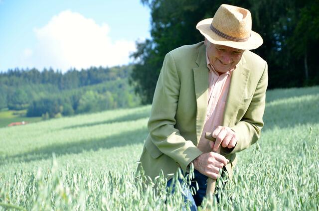 Hans Gahleitner (80) war ein Querdenker und hat sich der ökologischen Landwirtschaft verschrieben. Seine selbstgezüchtete Dinkelsorte ‚Ebners Rotkorn‘, wird im ganzen Land und über die Grenzen hinaus auf biologisch
bewirtschafteten Feldern angebaut. | Foto: Maria Grünbacher