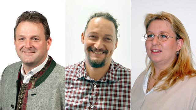 Die Spitzenkandidaten in der Gemeinde Feistritz/Gail: Dieter Mörtl (ÖVP), Michael Leiler (SPÖ) und Andrea Zimmermann (FPÖ)
