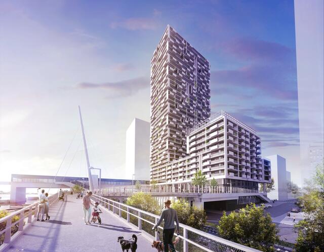 511 neue Wohnungen in der Wehlistraße: Mit 138 Metern wird der Marina Tower das höchste Gebäude des 2. Bezirks.  | Foto: isochrome (Visualisierung)